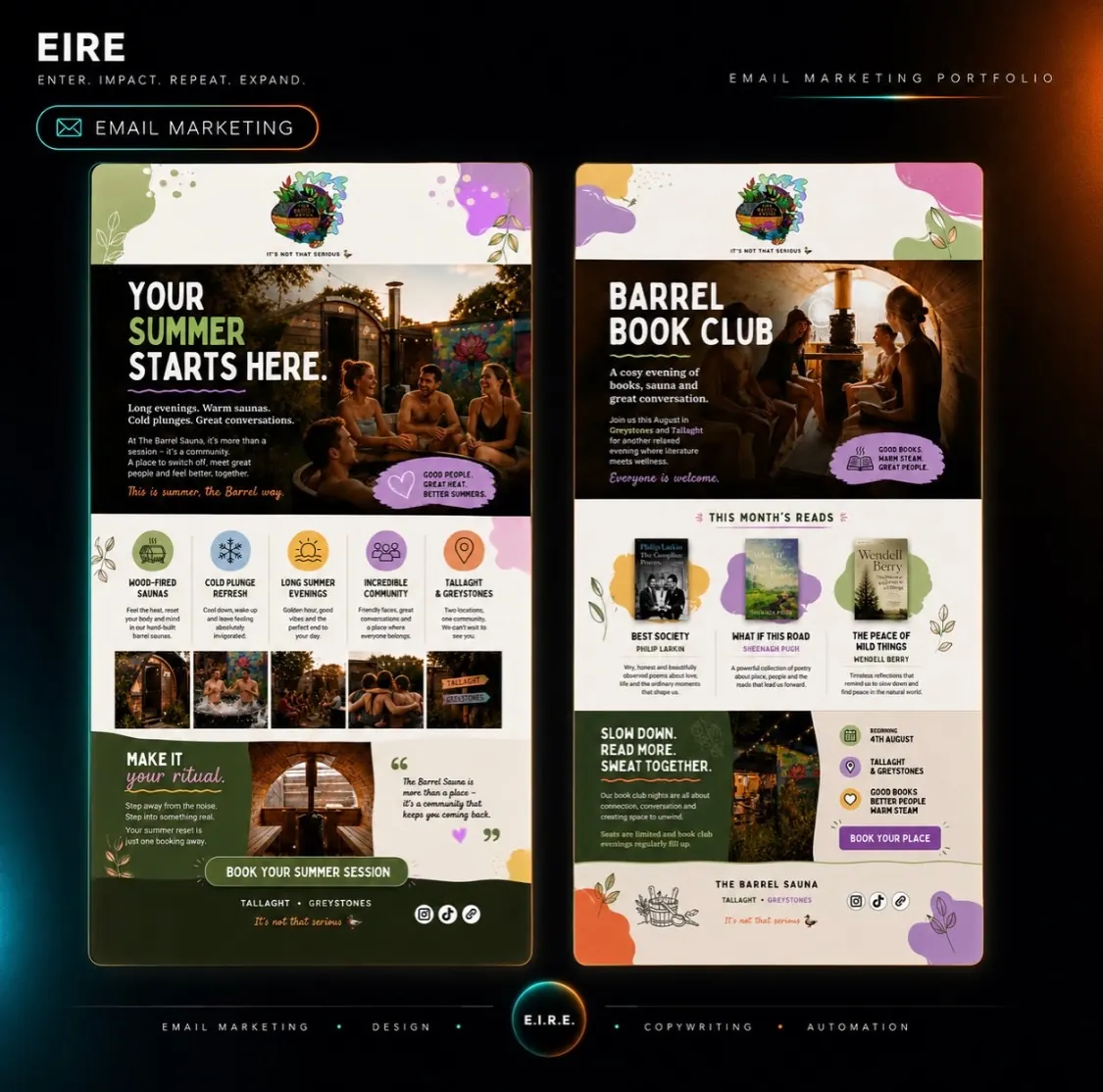 The Barrel Sauna email design
